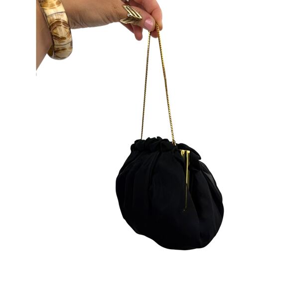 1950's MORRIS MOSKOWITZ MM black silk mini pouch purse clutch - Picture 4 of 4